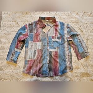 Madewell Multicolor Patchwork Button-Up Shirt Size Large